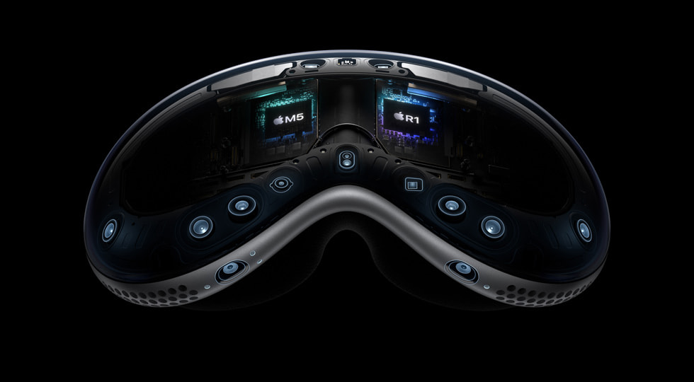 Apple Vision ProのM5チップとR1チップの画像。
