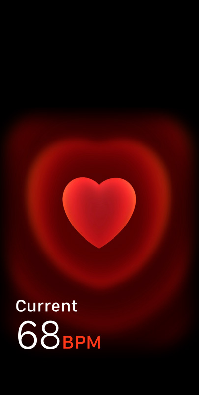 Rakendus Heart Rate näitamas kellegi pulssi, mis on 68.
